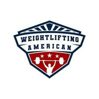 Stati Uniti d'America sollevamento pesi sport vettore illustrazione logo design
