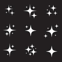 set di stelle originali, decorazione di fuochi d'artificio scintillanti, icona flash scintillante vettore