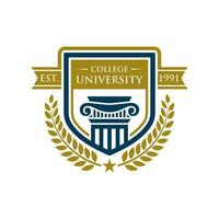 formazione scolastica distintivo logo design. Università alto scuola emblema. vettore logo modello