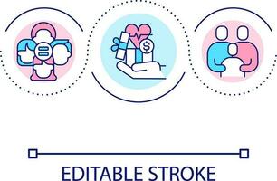 collettivo donazione per pazienti ciclo continuo concetto icona. medico supporto programma. beneficenza per ospedali astratto idea magro linea illustrazione. isolato schema disegno. modificabile ictus vettore