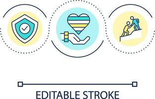 supporto speciale società membri ciclo continuo concetto icona. creare sicuro ambiente. diversità accettazione astratto idea magro linea illustrazione. isolato schema disegno. modificabile ictus vettore