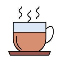 caffè in tazza linea bevanda calda e icona di stile di riempimento vettore