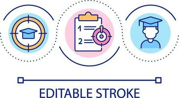 alunno compito gestione ciclo continuo concetto icona. completando essenziale compiti astratto idea magro linea illustrazione. riuscito apprendimento strategia. isolato schema disegno. modificabile ictus vettore