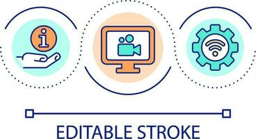 digitale apprendimento opportunità ciclo continuo concetto icona. acquisire nuovo conoscenza remoto astratto idea magro linea illustrazione. Guardando video. isolato schema disegno. modificabile ictus vettore