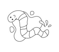 personaggio verme nero e bianca vettore illustrazione colorazione libro per bambini