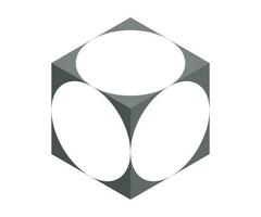 isometrico disegno di un' cubo con cerchi inscritto vettore