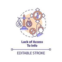 mancanza di accesso per Informazioni concetto icona. informazione ignoranza. mancanza di conoscenza. sessuale formazione scolastica. riproduttore assistenza sanitaria astratto idea magro linea illustrazione. isolato schema disegno. modificabile ictus vettore