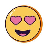 emoji adorabile con la linea del gergo dei cuori e l'icona dello stile di riempimento vettore