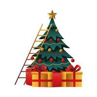 buon albero di Natale e regali vettore