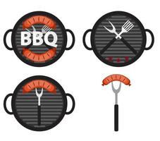 set di icone barbecue con strumenti grill e salsiccia vettore
