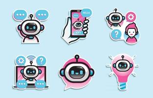 collezione di adesivi chatbot vettore