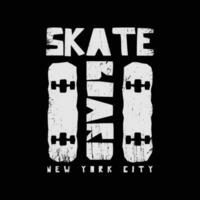 illustrazione andare con lo skateboard e skateboard nel nuovo York città. tipografia, maglietta grafica, manifesto, Stampa, cartolina vettore