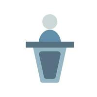 vettore illustrazione di blu grigio attività commerciale icone. oratore A proposito di a partire dal tribuna icona design su bianca sfondo.