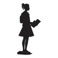 un' ragazza lettura libro vettore silhouette illustrazione.