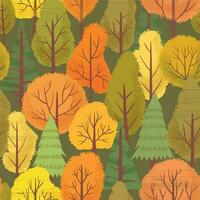 senza soluzione di continuità autunno foresta alberi modello. colorato foresta albero, all'aperto parco impianti e minimalista floreale vettore sfondo illustrazione