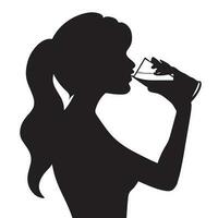 un' ragazza bevanda acqua vettore silhouette illustrazione