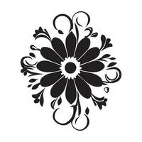 floreale fiore vettore design nero colore illustrazione