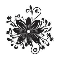 floreale fiore icona vettore illustrazione nero colore