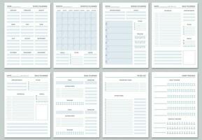 minimalista progettista pagine modelli. organizzatore pagina, diario e quotidiano controllo libro. vita pianificatori, settimanalmente e giorni organizzatori vettore impostato