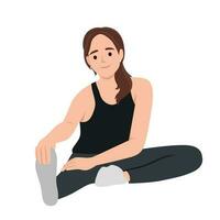 donna seduta per raffreddare tratti dopo esercizio vettore