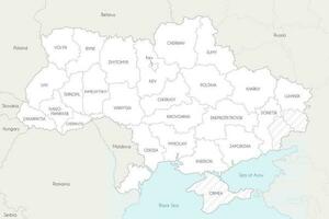 carta geografica di Ucraina con regioni, amministrativo divisioni e territori ha sostenuto di Russia. modificabile e chiaramente etichettato strati. vettore