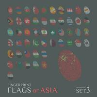 impostato di 51 le impronte digitali colorato con il nazionale bandiere di il paesi di Asia. icona impostato vettore illustrazione.