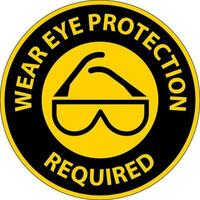 avviso indossare una protezione per gli occhi richiesta su sfondo bianco vettore