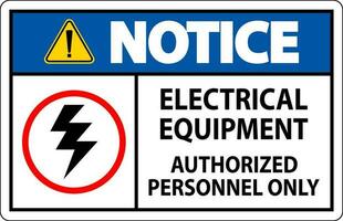 elettrico sicurezza cartello Avviso, elettrico attrezzatura autorizzato personale solo vettore
