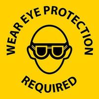 notare indossare una protezione per gli occhi su sfondo bianco vettore