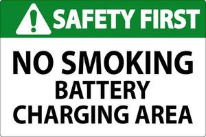 sicurezza primo cartello batteria Conservazione la zona no fumo vettore