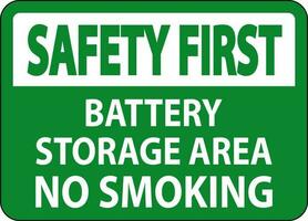 sicurezza primo cartello batteria Conservazione la zona no fumo vettore