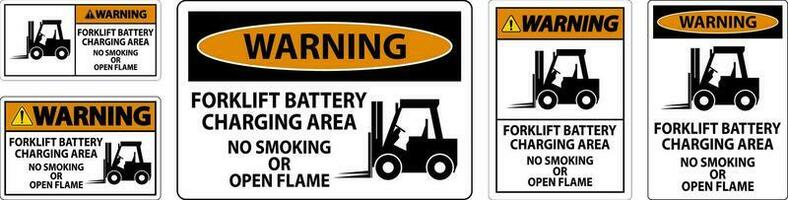 avvertimento cartello carrello elevatore a forca batteria ricarica la zona, no fumo o Aperto fiamma vettore
