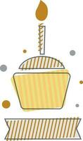 piatto illustrazione di Cupcake con candela. vettore