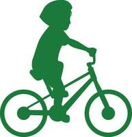 silhouette di un' ragazzo equitazione bicicletta. vettore