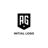 ag monogramma iniziale logo con geometrico scudo e stella icona design stile vettore
