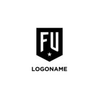 fu monogramma iniziale logo con geometrico scudo e stella icona design stile vettore