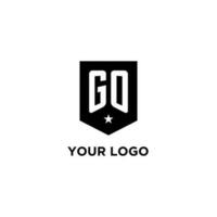 partire monogramma iniziale logo con geometrico scudo e stella icona design stile vettore