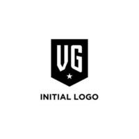 vg monogramma iniziale logo con geometrico scudo e stella icona design stile vettore