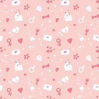 amore e San Valentino seamless pattern illustrazione vettoriale. fondo romantico di simboli di scarabocchio abbozzato disegnato a mano vettore