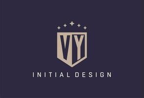 vy iniziale scudo logo icona geometrico stile design vettore