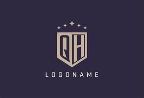 qh iniziale scudo logo icona geometrico stile design vettore