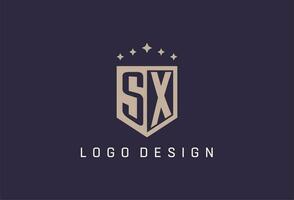 sx iniziale scudo logo icona geometrico stile design vettore