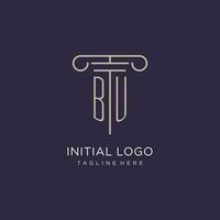 bu iniziale con pilastro logo disegno, lusso legge ufficio logo stile vettore