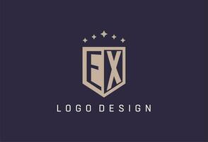 ex iniziale scudo logo icona geometrico stile design vettore