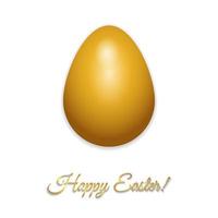 Buona Pasqua biglietto di auguri design con creativo oro lucido uovo di Pasqua isolato su sfondo bianco e segno buona Pasqua, illustrazione vettoriale
