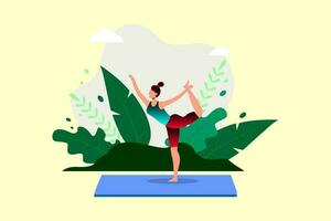 yoga esercizio fitness terapia sano, illustrazione di un sfondo con persone vettore