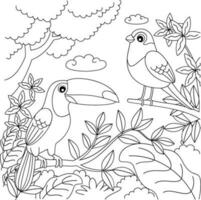 tropicale uccelli cartoni animati disegno, natura estate stagione vacanza e Paradiso tema vettore illustrazione