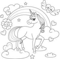 unicorno cartone animato disegno, Magia fantasia fiaba infanzia e animale tema vettore illustrazione