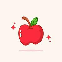 vettore Mela frutta cartone animato icona illustrazione