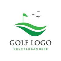 golf palla e bastone e golf corso logo modello design. logo per professionale golf squadra, golf club, torneo, attività commerciale, evento. vettore